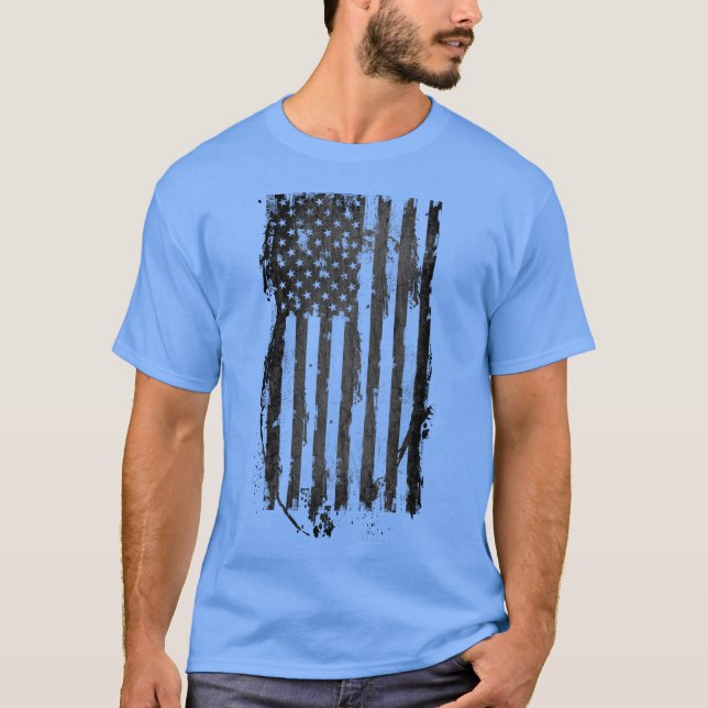 American Flag Distressed Black T-Shirt (Front)