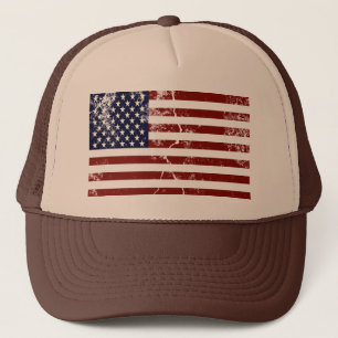 American Flag Distressed Trucker Hat