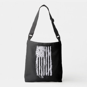  American Flag Distressed White Crossbody Bag