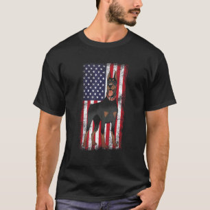 American Flag Doberman Pinscher 4th Of July Dog T-Shirt