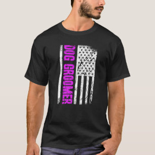 American Flag Dog Groomer Premium T-Shirt