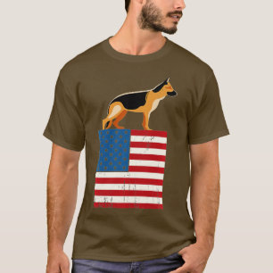 American Flag Dog Lover I Patriotic German Shepher T-Shirt