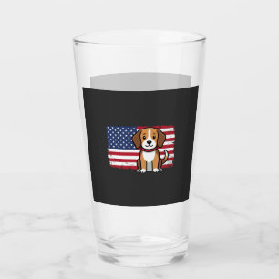 American Flag Dog Patriotic Vector Glass