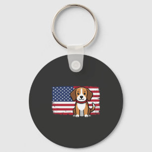 American Flag Dog Patriotic Vector Key Ring