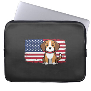 American Flag Dog Patriotic Vector Laptop Sleeve
