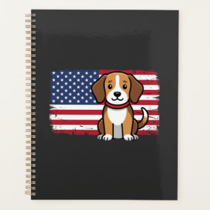 American Flag Dog Patriotic Vector Planner