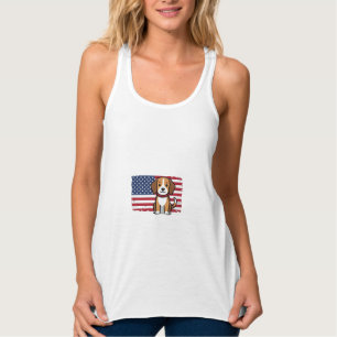 American Flag Dog Patriotic Vector Singlet