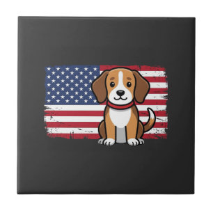 American Flag Dog Patriotic Vector Tile