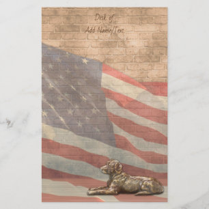 American Flag Dog Stationary Stationery