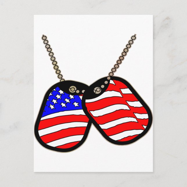 American Flag Dog Tags Postcard (Front)