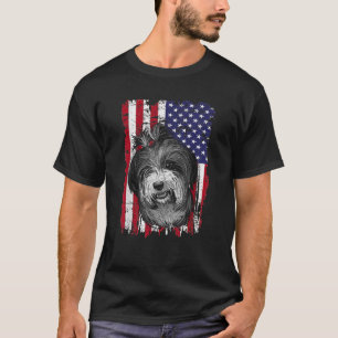 American Flag Dog USA Tibetan Terrier 4th Of July T-Shirt