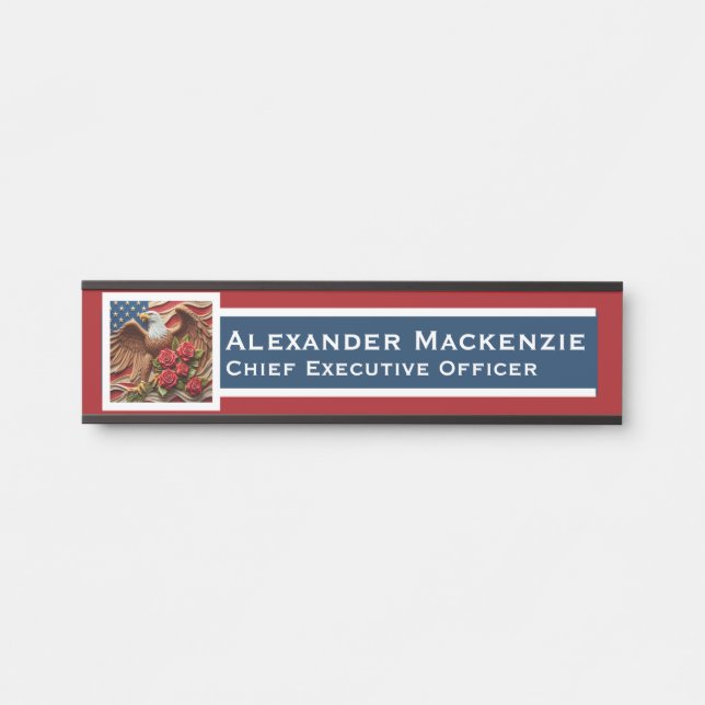 American Flag Door Sign Signs Office Name Plate (Front)
