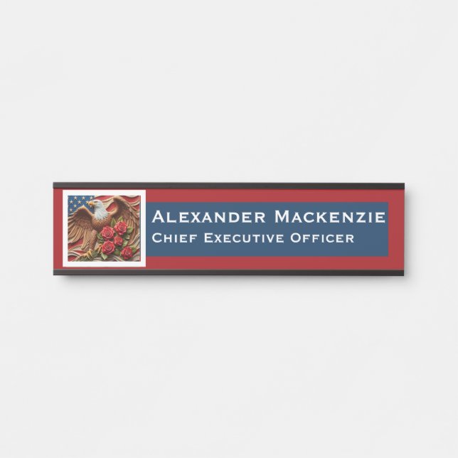 American Flag Door Sign Signs Office Name Plate (Front)