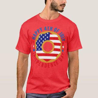 American Flag Doughnut Happy Fourth of July Indepe T-Shirt