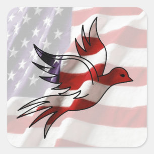 American Flag Dove Square Sticker