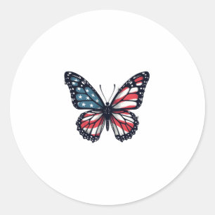 American Flag Dragonfly Patriotic 4th of July Red  Classic Round Sticker