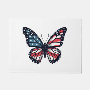 American Flag Dragonfly Patriotic 4th of July Red Doormat