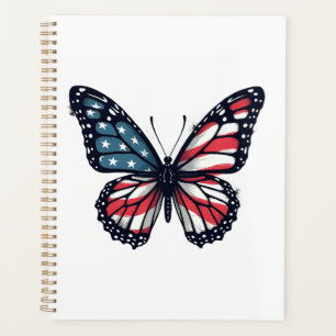 American Flag Dragonfly Patriotic 4th of July Red Planner