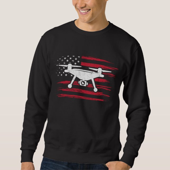American Flag Drone Pilot USA Drone Operator Sweatshirt (Front)