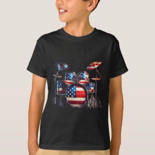 American Flag Drum Drumset 4th Of July Usa Patriot T-Shirt