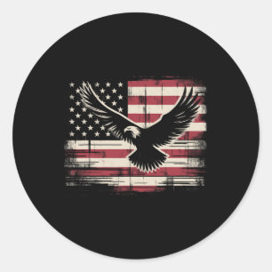 American Flag Eagle 4th Of July  Classic Round Sticker