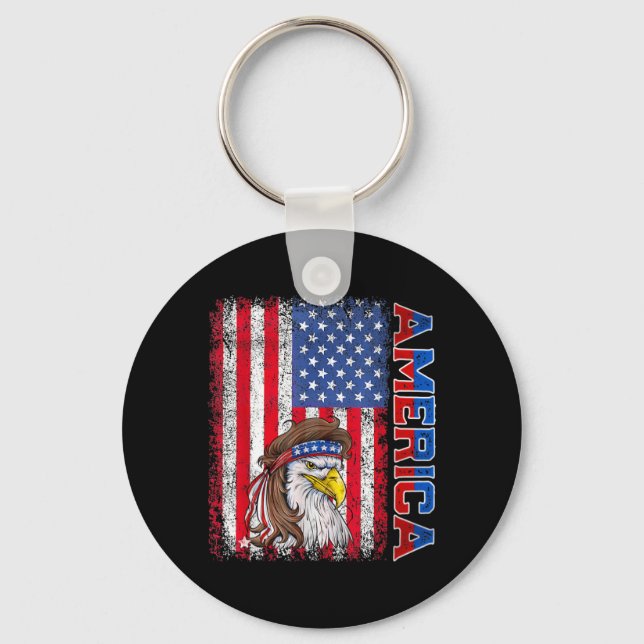 American Flag Eagle 4th Of July Independence Day Key Ring (Front)