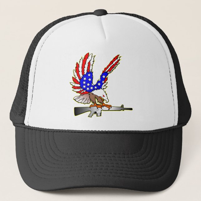 American Flag Eagle Ar-15 M16 Tattoo Trucker Hat (Front)