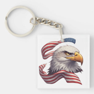 American Flag Eagle Gift for Men and Women Key Ring