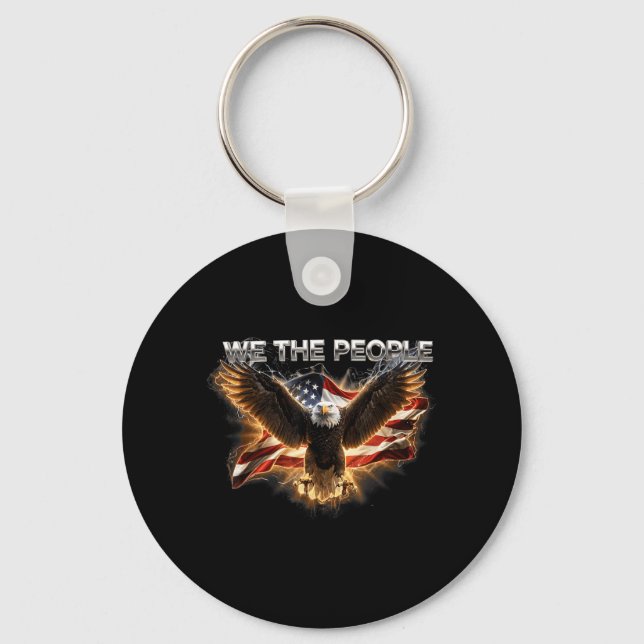 American Flag Eagle Independence Day USA 4Th of Key Ring (Front)