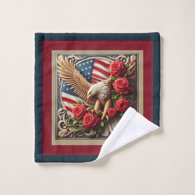 American Flag Eagle Patriotic Towel Set (Wash Cloth)