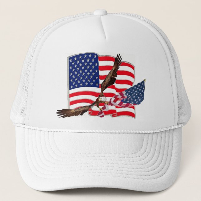 American Flag Eagle Soaring Baseball Hat (Front)