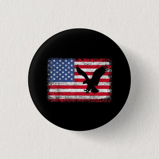 American Flag Eagle USA 3 Cm Round Badge (Front)