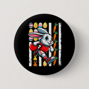 American Flag Easter Eggs Bunny Playing Bowling Pl 6 Cm Round Badge