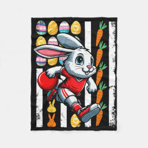 American Flag Easter Eggs Bunny Playing Bowling Pl Fleece Blanket
