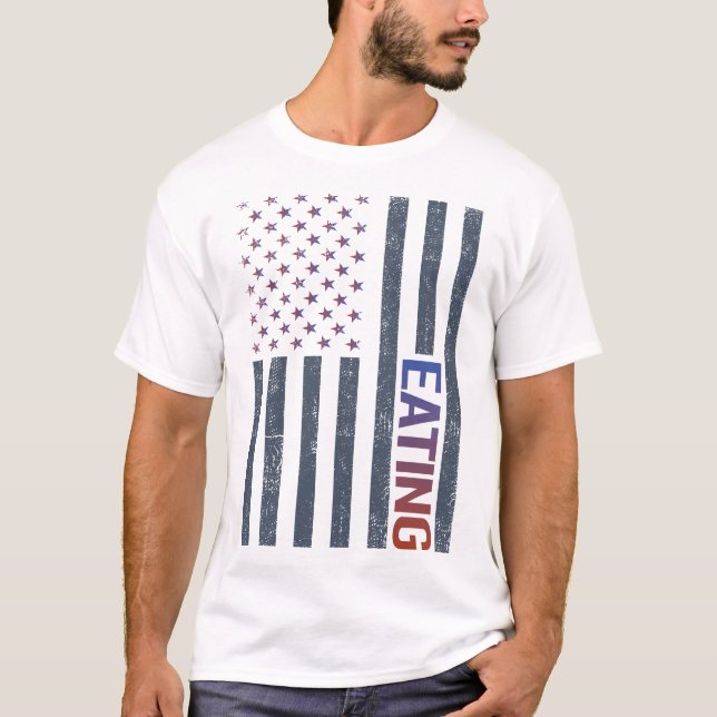 American Flag Eating T-Shirt (Front)