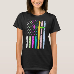 American Flag Eggs Easter Christian Happy Easter J T-Shirt