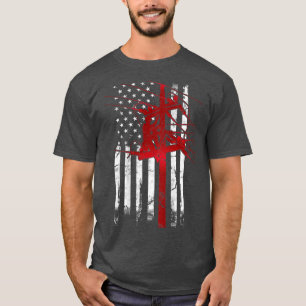 American Flag Electric Cable Lineman T-Shirt