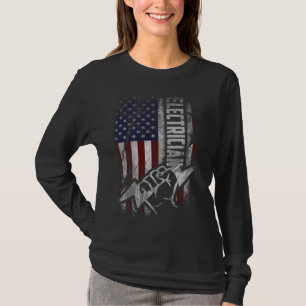 American Flag Electrician  For Men Women Fourth Ju T-Shirt