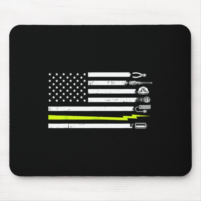 American Flag Electrician Tools For Electrician  Mouse Pad (Front)