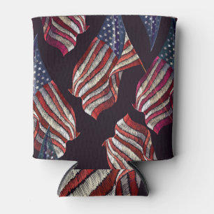 American flag embroidery: patriotic pattern. can cooler