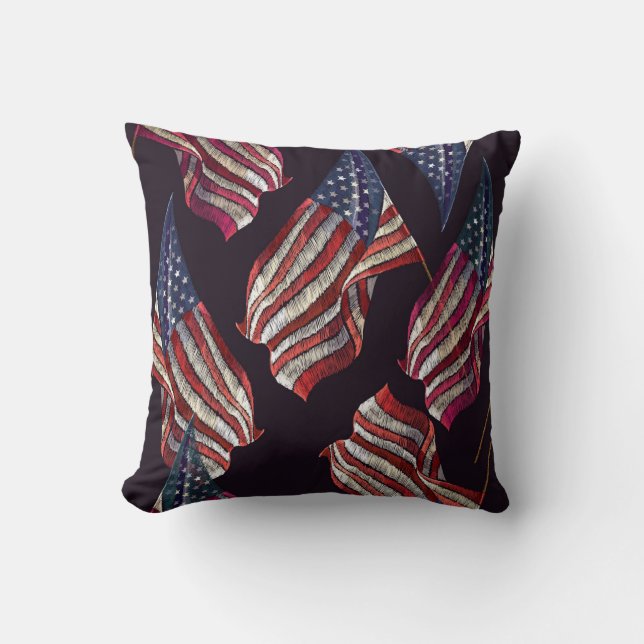 American flag embroidery: patriotic pattern. cushion (Front)