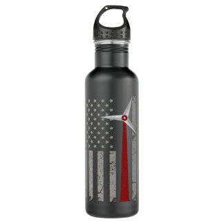American Flag Engineer Wind Turbine 710 Ml Water Bottle
