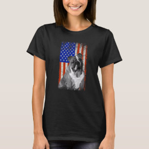 American Flag English Bulldog Dog Dad Mum Puppy Pa T-Shirt