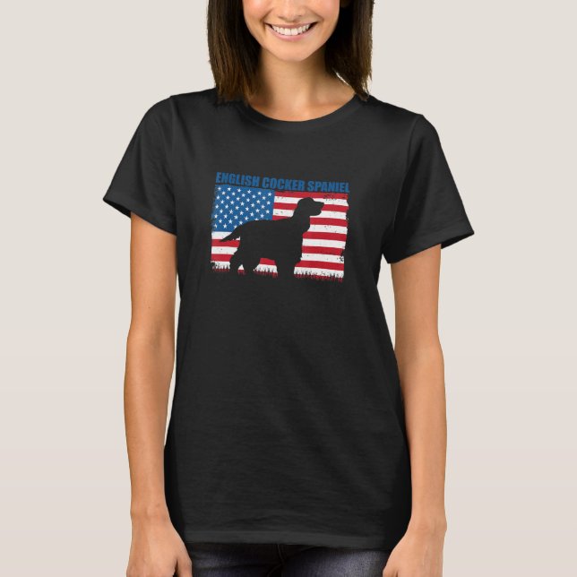 American Flag English Cocker Spaniel T-Shirt (Front)