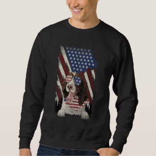 American Flag English Springer Spaniel Dog  4th Of Sweatshirt