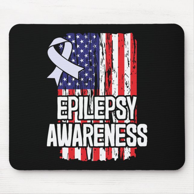 American Flag Epilepsy Awareness Ribbon  Mouse Pad (Front)