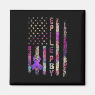 American Flag Epilepsy Awareness Support Tie Dye Magnet