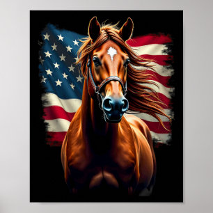 American Flag Equestrian Horseback Riding  Poster