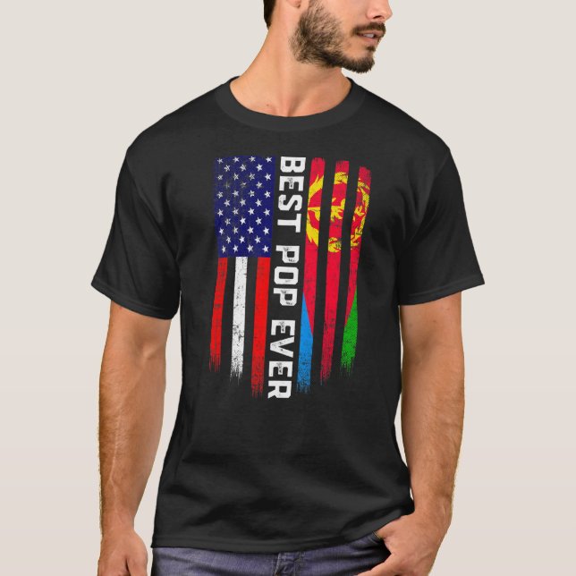 American Flag & Eritrea Flag Best Pop Ever Patriot T-Shirt (Front)