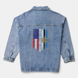 American Flag & Estonia Flag Best Father Ever Patr Denim Jacket